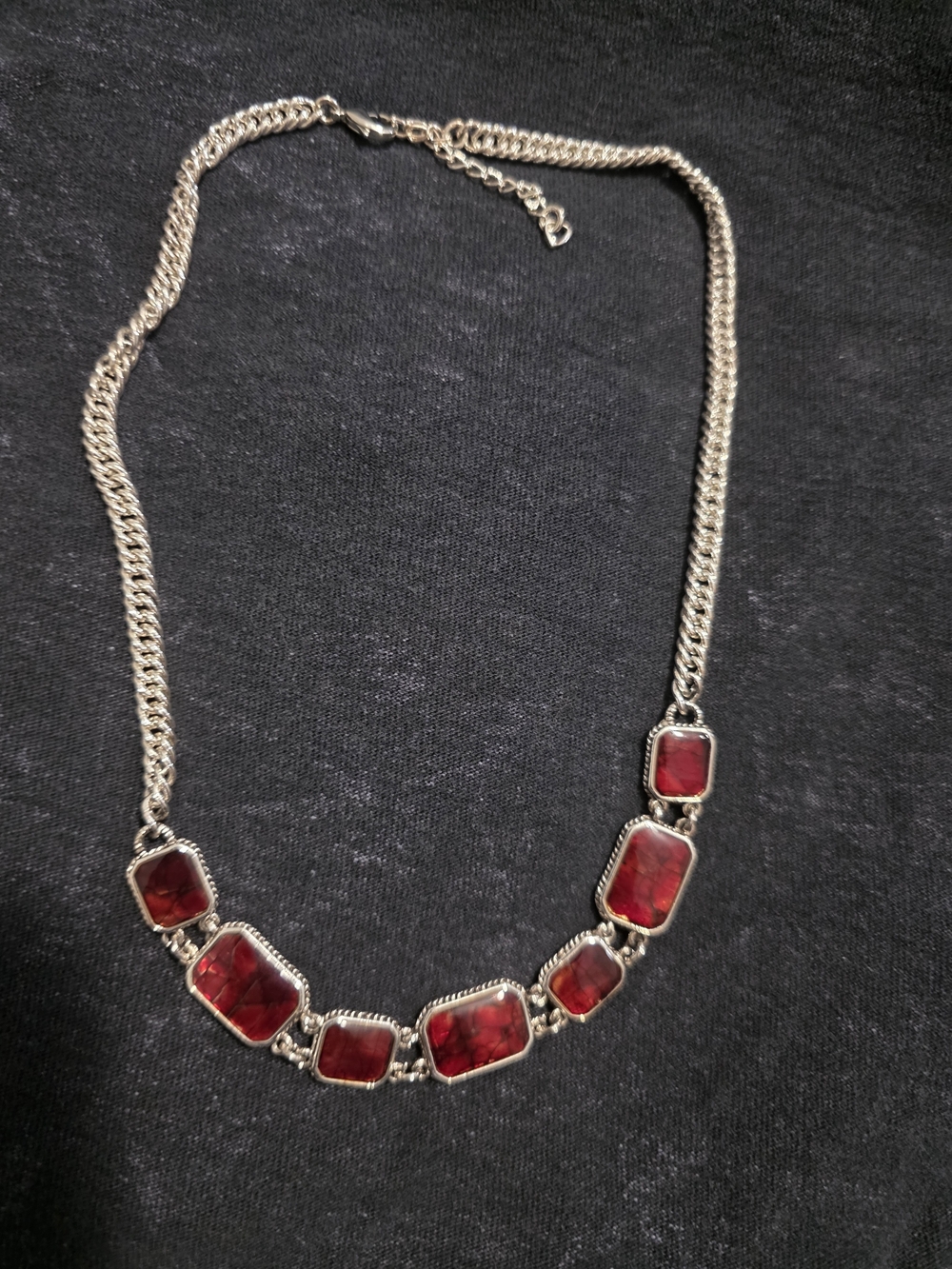 Elegant Red Gem Statement Necklace - Classic Women's Jewelry